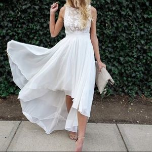 White High Low Dress With Cutout Sides